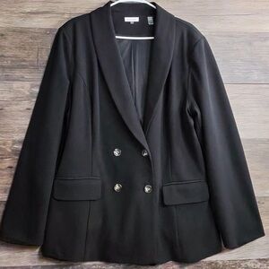Olivia Grey Elegant Black Double-Breasted Blazer